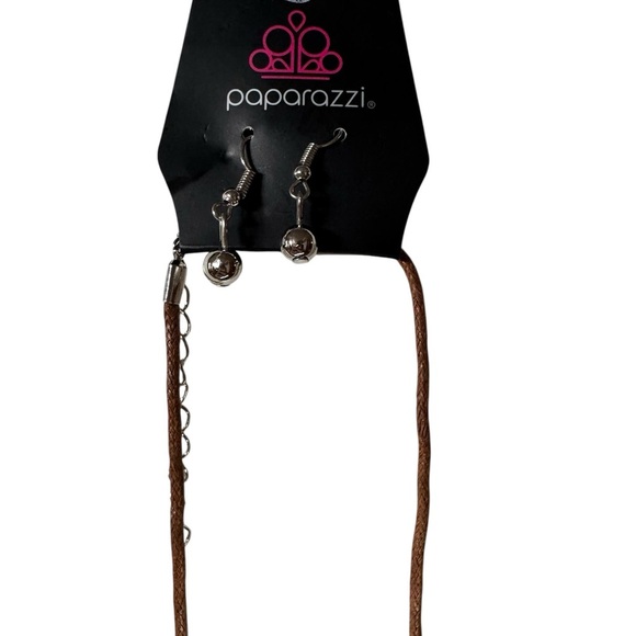 Paparazzi Silver and Brown Tulum Totem Necklace and Earrings - Picture 3 of 5